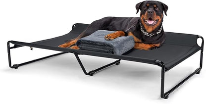 Veehoo Large Elevated Dog Bed with Flannel Dog Blanket CWC2201B