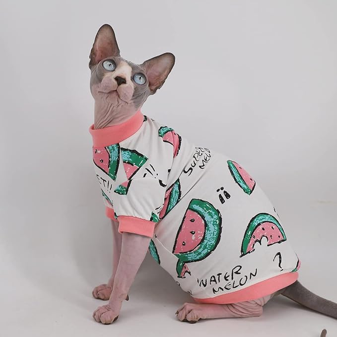 Sphynx Hairless Cat Cute Summer Cotton T-Shirts Pet Clothes 1))