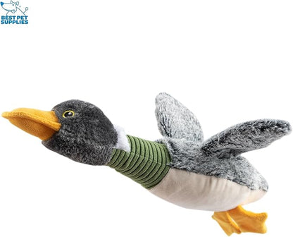 Best Pet Supplies Interactive Mallard Mates Dog Toy with Crinkle and Squeaky Enrichment for Small and Medium Breed, Cute and Plush - Mallard Duck Wing Bundle (Gray, Gray, Brown), Small