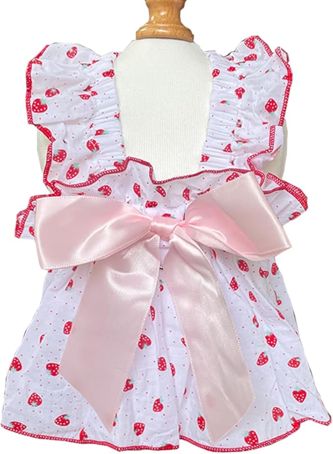 ANIAC Strawberry Dog Dress for Small Medium Dog Cotton Puppy Clothes Girl Dog Princess Dress Sleeveless Cat Outfit Bow Summer Pet Clothing (Strawberry 2XL)