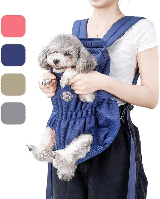 Dog Carrier Backpack, Pet Front Carrier Backpack Legs Out Dog Chest Carrier for Small Medium Dogs, Hands-Free Cat Backpack Carrier Dog Travel Backpack Airline Approved Hiking Bike Motorcycle