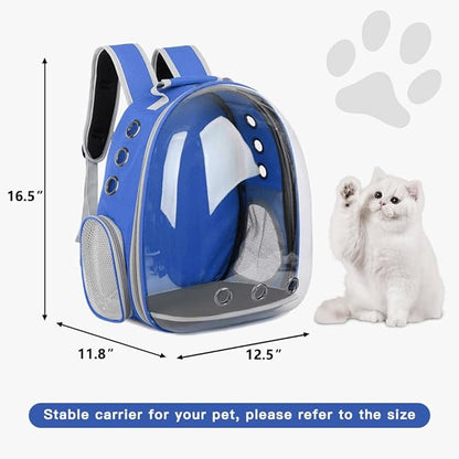 Pet Backpack Carrier with Harness Backpack with Bubble Clear Front for Cats, Small Dogs, Bunnies etc with Harness Included, Pet Carrier for Traveling, Walking, Hiking and Outdoor Activities