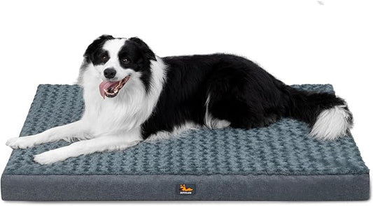 XXL Dog Bed for Dogs up to 110 lbs with Orthopedic Foam Waterproof Cover Removable and Washable Cover Fluffy Dog Crate Bed with Non-Slip Bottom