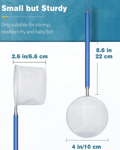 Pawfly Aquarium Shrimp Net Tiny Fish Tank Net with Extendable Stainless Steel Handle Fine Net Mesh for Shrimp Baby Fish Food Residue Debris Skimming Net for Small Ponds