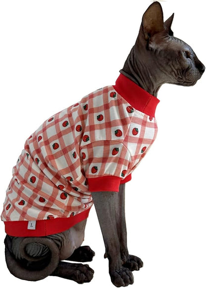 Sphynx Hairless Cat Cute Summer Cotton T-Shirts Pet Clothes 1))