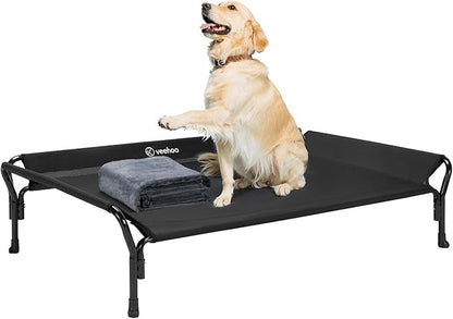 Veehoo Cooling Elevated Dog Bed + Soft Dog Blanket