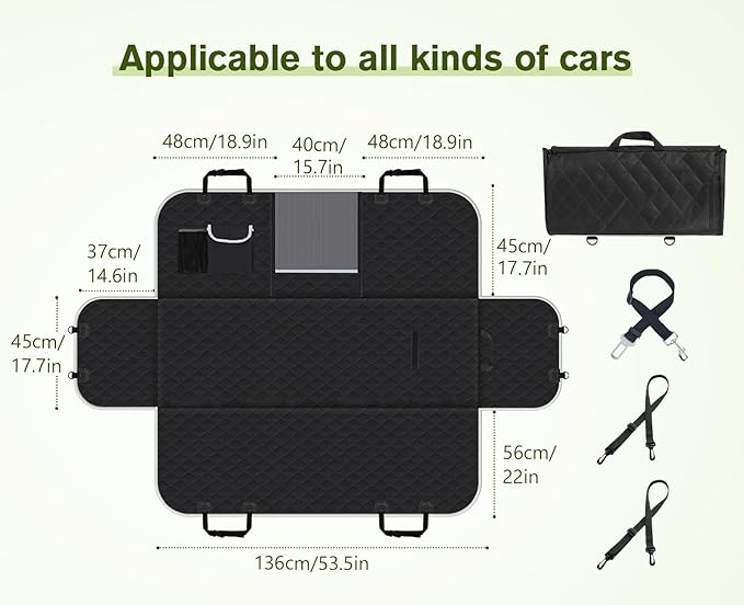 Pecute Dog Car Seat Cover for Back Seat Truck(57x 53in)