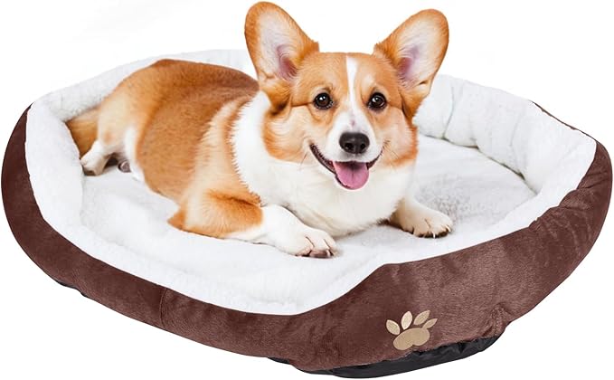 ShellKingdom Medium Dog Bed 35lbs, 23.62 19.68INCH (Coffee)