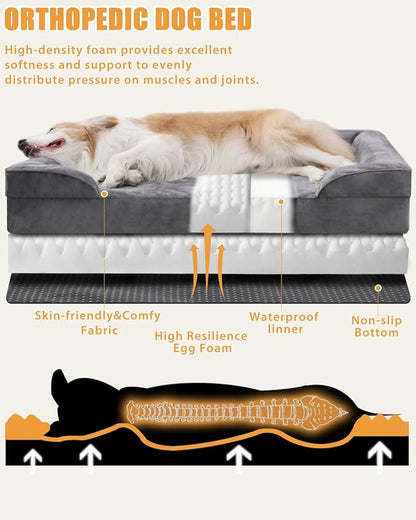 Orthopedic Dog Beds for Small Dogs Waterproof Dog Beds with Sides Non-Slip Bottom Dog Couch Bed with Washable Removable Cover 29x18 Inch