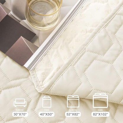 Waterproof and Anti-Slip Dog Bed Cover and Pet Blanket Sofa Pet Bed Mat ，car Incontinence Mattress Protectors Furniture Couch Cover for Most Cats Dogs Pets（68x82- Ivory）