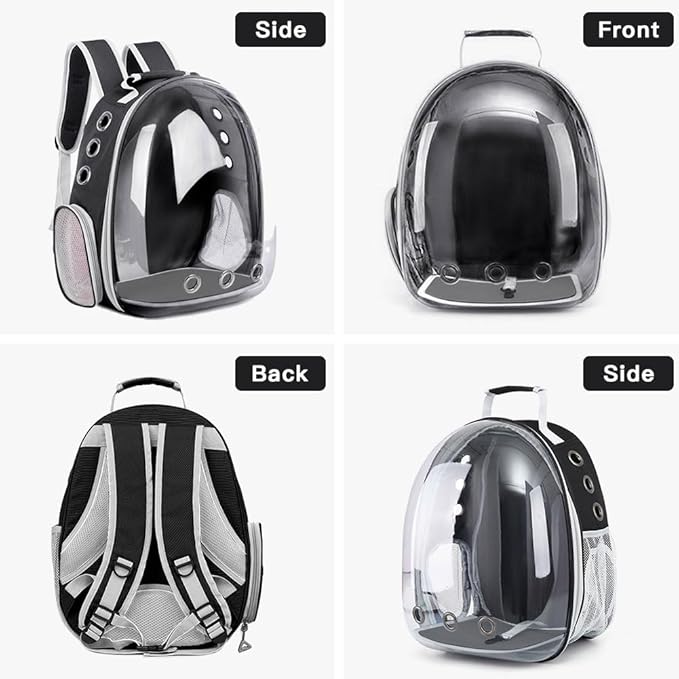 Pet Backpack Carrier with Harness Backpack with Bubble Clear Front for Cats, Small Dogs, Bunnies etc with Harness Included, Pet Carrier for Traveling, Walking, Hiking and Outdoor Activities