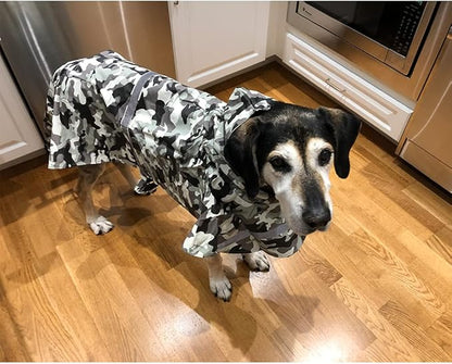 NACOCO Large Dog Raincoat Adjustable Pet Water Proof Clothes Lightweight Rain Jacket Poncho Hoodies with Strip Reflective (L