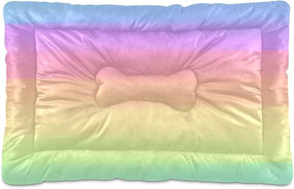 Rainbow Pastel Pet Bed Pad Soft Dog Bed Mat with Anti-Slip Bottom