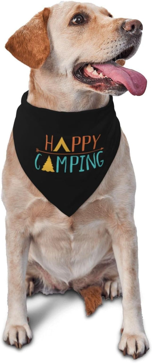 Happy Camper Summer Dog Bandana，Adorable puppy accessory for The avid camper ，Pet Neckerchief for Pets Daily Wear Photo Prop Party Supplies,Funny Cute Dog Bandana (Colored)