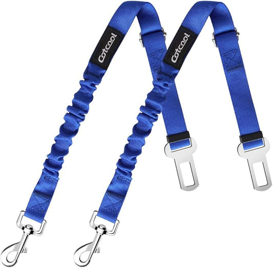 Dog seat Belt 2 Pack Adjustable Elastic Durable Nylon Pet Dog Car Seat Belt Pet Puppy Safety Leash Leads Car Vehicle Seatbelt for Dogs,Cats and Pets (Blue)