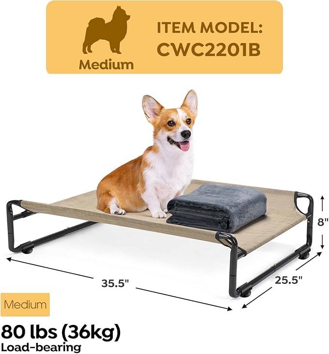 Veehoo Medium Elevated Dog Bed with Flannel Dog Blanket CWC2201B