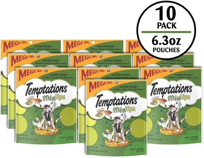 Temptations Mixups Cat Treats Catnip Fever Flavor, (10) 6.3 Oz. Pouches