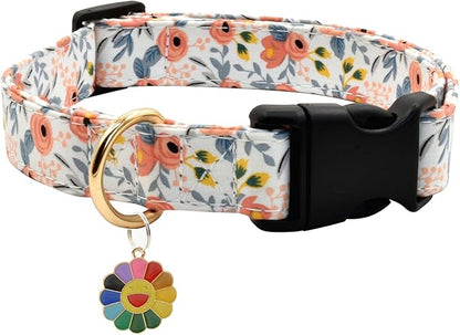 Flower Patterns Dog Collar with Accessories