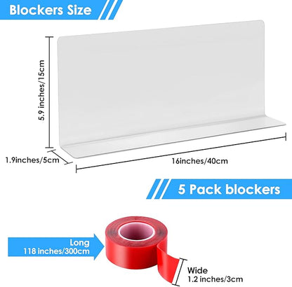 Under Bed Blocker for Pets, 5.9 Inches High Bed Stoppers 5 Pack, Under Bed Blockers for Dogs with Strong Adhesive Under Couch Blocker to Stop Things Going Into Toy Blockers Gap Stopper Safe PVC