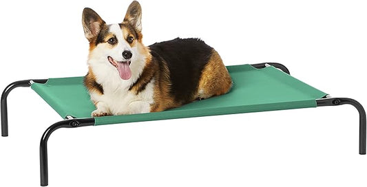 Amazon Basics Cooling Elevated Dog Bed with Metal Frame 43"L x 25.6"W x 7.5"Th, Green