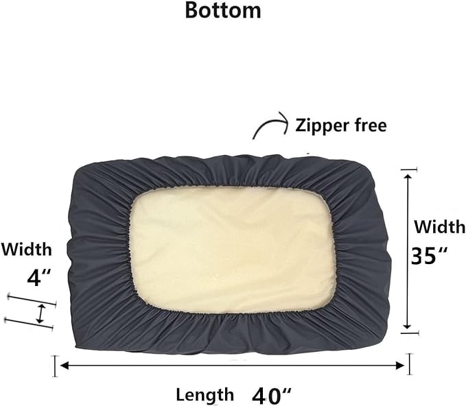 Waterproof Dog Bed Slip Cover Grey 40 x 35 Inch