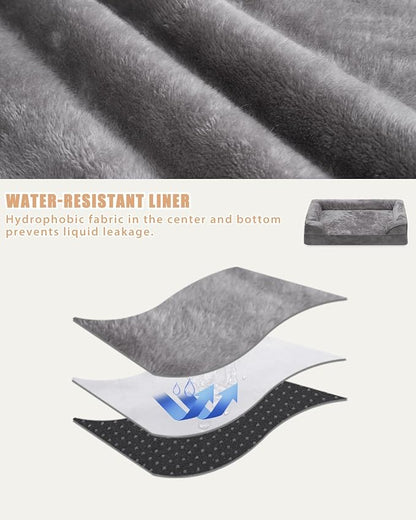 Orthopedic Dog Beds Large Sized Dog Waterproof XL Dog Bed with Sides Non-Slip Bottom Extra Large Dog Couch Bed with Washable Removable Cover 44x32inch