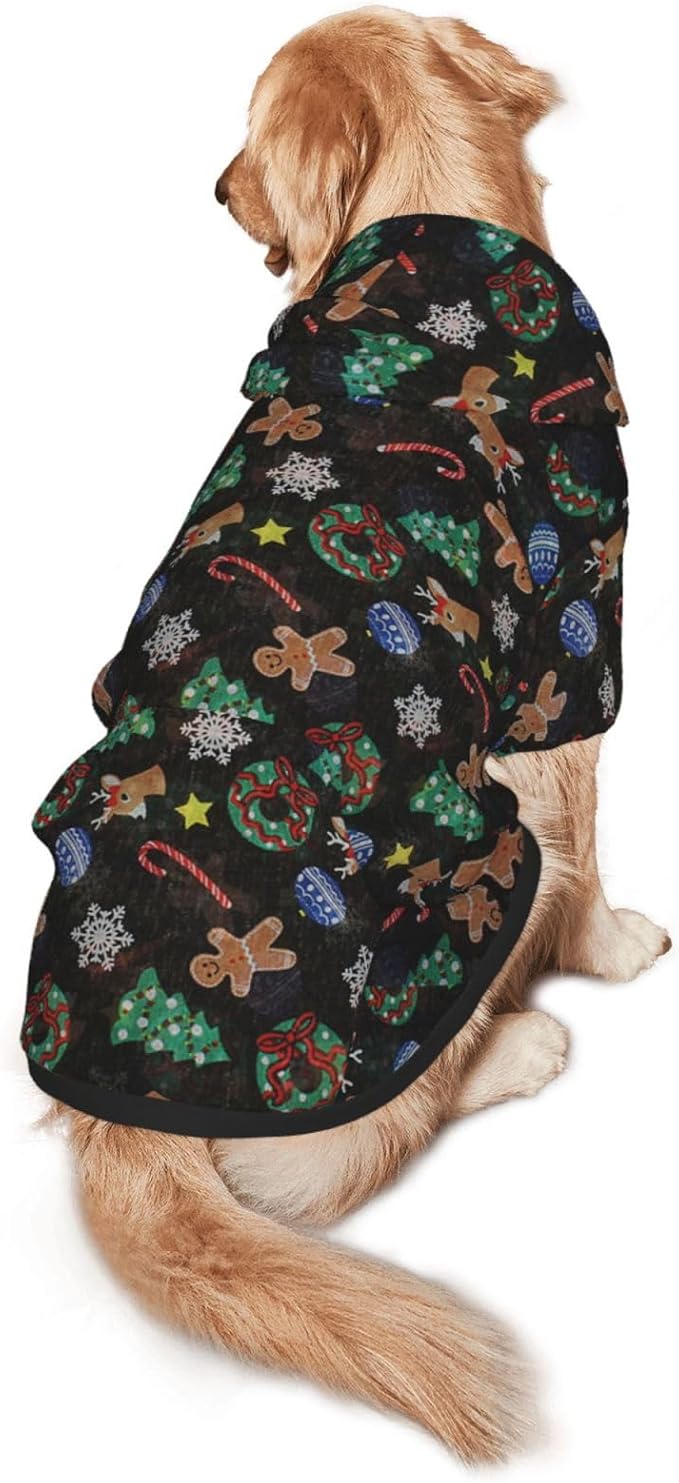 Xmas Tree Reindeer Ginger Cookie Dog Hoodie Cute