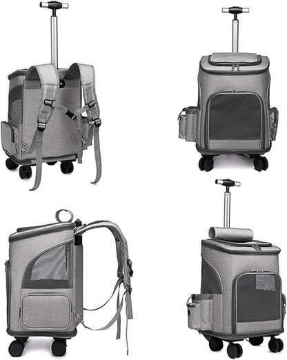 Wheeled Pet Carrier Backpack Breathable Pet Carrier