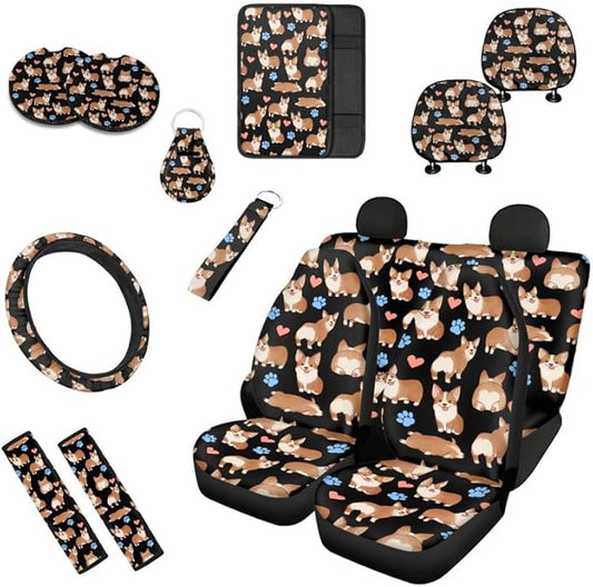 Paws Corgi 13 PCS Car Accessories Set Seat