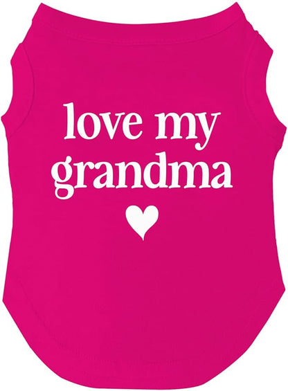 Love My Grandma Valentine's Day Dog Tee Shirt Sizes for Puppies, Toys, and Large Breeds (Hot Pink, Large 399)