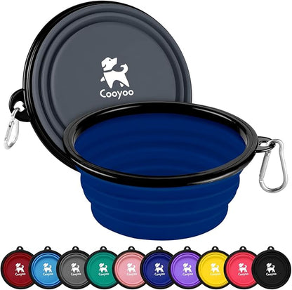 COOYOO Collapsible Dog Bowl,2 Pack Collapsible Dog Water Bowls for Cats Dogs,Portable Pet Feeding Watering Dish for Walking Parking Traveling with 2 Carabiners