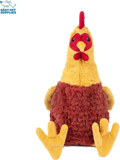 Best Pet Supplies Chicken Crinkle Plush Dog Toys for Interactive Play, Puppy and Senior Indoor Play, Colorful Chicken Toy Shape, Cute and Cuddly - Crinkle Chicken (Wine Red)