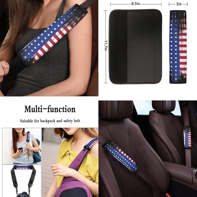 Artistic Splashing American Flag Headrest Cover Seat Cover 4th Full