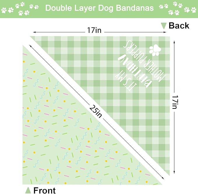 Birthday Dog Bandanas Reversible Large 2 Pack
