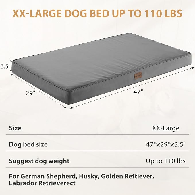 BFPETHOME Outdoor Dog Beds for Large Dogs (47 x 29 In,