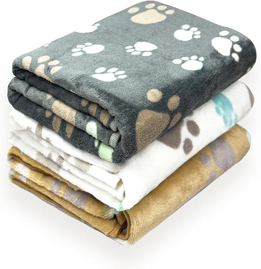 LeapSheep Pet Blankets for Dogs Cats - 3Pack Heart Pattern Super Soft Fluffy Dog Blankets for Small Medium Large Doggy Kitten (Big Paws, Large)