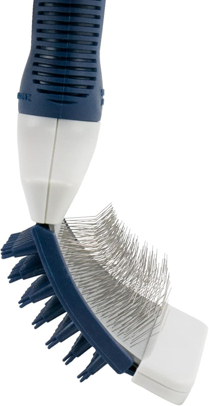 FurReal Cat Flexible Slicker Brush, Blue | Gentle Flex Head Loosens Mats & Removes Loose Fur | Massage and Brush Your Cat