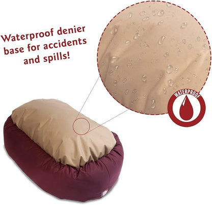 52 inch Burgundy & Sherpa Bagel Dog Bed By Majestic Pet Products