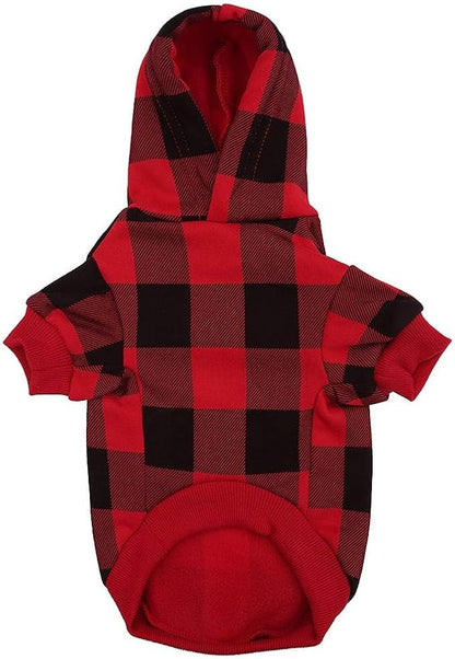 KOOLTAIL Plaid Dog Hoodie Pet Clothes Sweater with Hat and Pocket for Small Medium Large Size Dogs