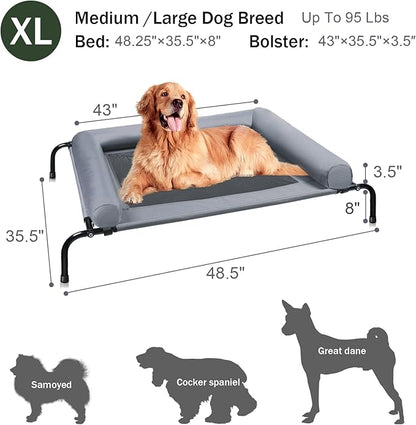 Large Elevated Dog Bed with Pillows and Ice Pack