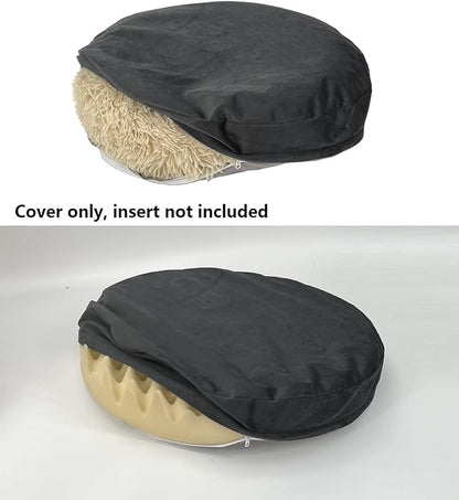 Grey Velvet Round Dog Bed Cover Waterproof Replacement Cover Only 44 Inch