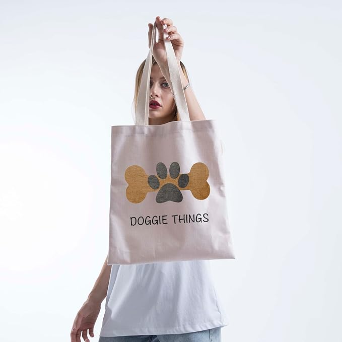 FOTAP Dog Lover Shopping Bag Dog Owner Tote Bag Doggie Things Tote Bag Dog Toys Tote Bag Dog Park Shopping Bag Doggie Gift