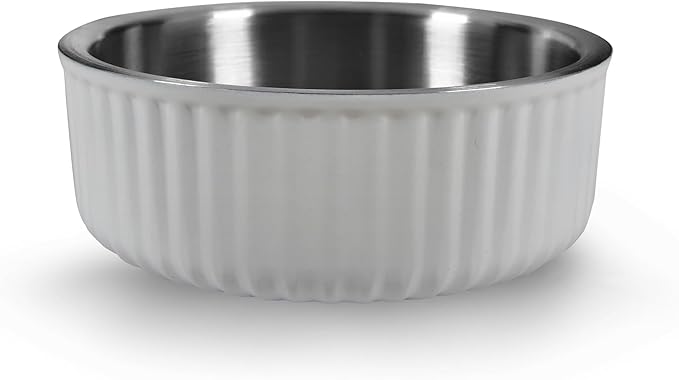 Stainless Steel Pet Bowl - Dog Food Bowl with Anti-Skid Bottom - Metal Cat Bowls - Water Bowl for Small, Medium, and Large Pets - Rust-Proof and Dishwasher-Safe (White, 40 Oz/1200ml)