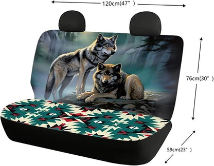 WELLFLYHOM Wolf Moon Car Seat Cover for Cars 2 Pack