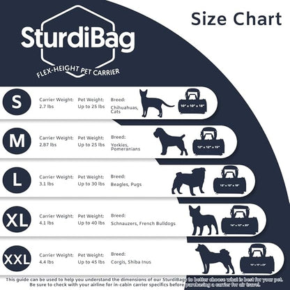 Divided SturdiBag X-Large Pet Carrier: Compartment for 2 Pets, Flexible Height for Cat and Dog Soft Sided with Safety Clips and Seatbelt Straps | Navy, 20" x 16" x 12" (PN: SB3D-PRO-N)