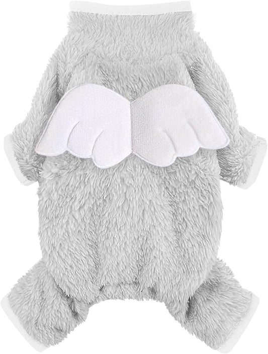 Dog Pajamas, Small, Grey, Winter Warm Jumpsuit for Small Dogs & Cats, Fleece, Stretchy, 4 Legged, Unisex