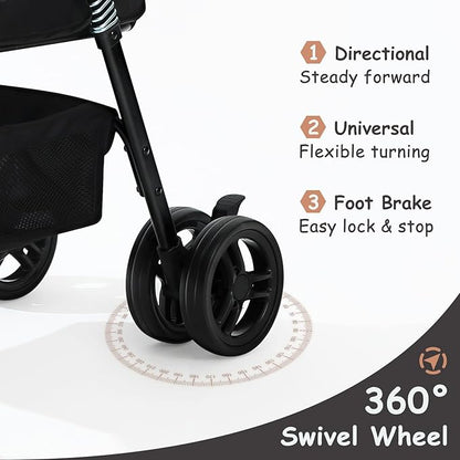 SWITTE Dog Stroller 3 in 1 Folding Pet Stroller 4 Wheels
