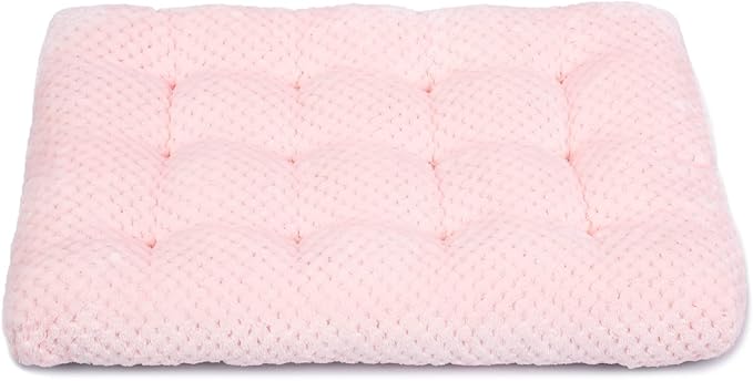 WONDER MIRACLE Fuzzy Deluxe Pet Beds, Super Plush Dog or Cat Beds Ideal for Dog Crates, Machine Wash & Dryer Friendly (22" x 30", M-Baby Pink)