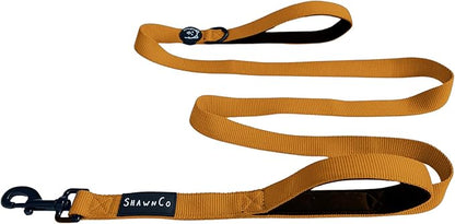 ShawnCo Dream Walk Dog Leash- Premium, Nylon Pet Leash with Soft Neoprene Handle for Small, Medium and Large Dogs (Sunset Orange, M/L 6FT w/ 2 Handles)