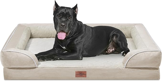 XXL Dog Bed Waterproof, Extra Large Dog Beds Orthopedic Foam, Washable Dog Sofa Bed Pet Bed with Removable Cover & Non-Slip Bottom(XX-Large,Beige)